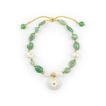 Jade Flower Charm Bracelet